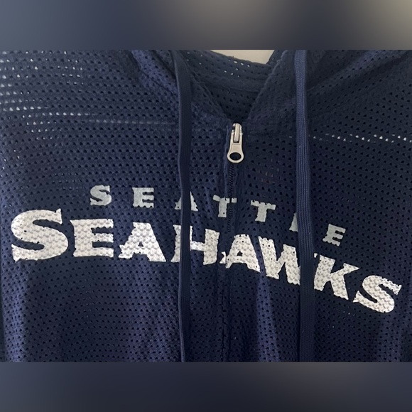 NWT Seattle Seahawks mesh hooded full zip jacket Navy Blue women’s L - Picture 11 of 14